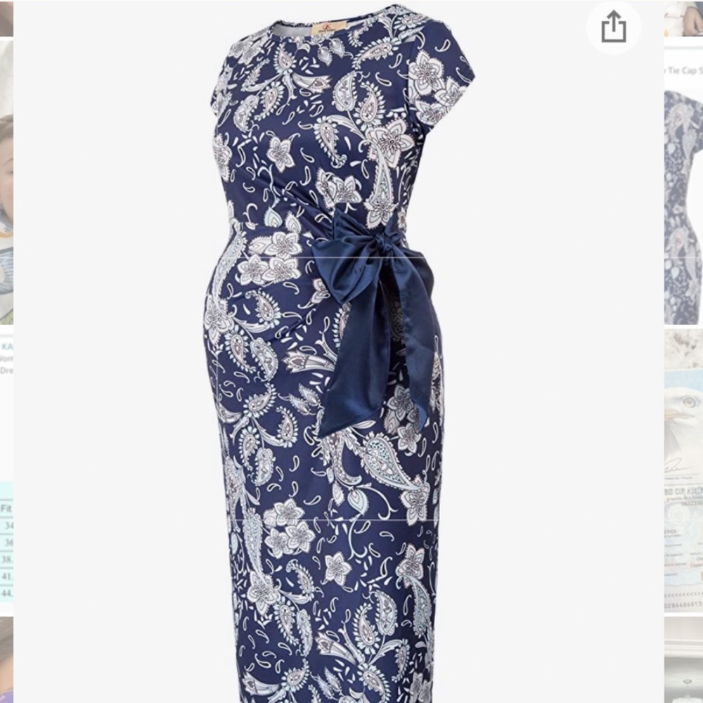 Grace Karin Navy Blue Floral Midi Dress